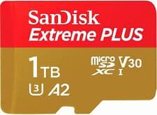 image of SANDISK EXTREME Plus 1TB Micro SD MicroSDXC Class 10 V30 A2 UHS-I U3 Memory Card