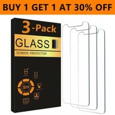 image of 3-PACK For iPhone 16 15 14 13 12 11 Pro Max XR Tempered Glass Screen Protector
