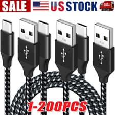 image of Braided USB C Type-C Fast Charging Data SYNC Charger Cable Cord 3/6/10FT Lot